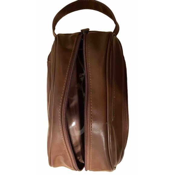 EUC ORIGINAL PENGUIN Leather Munsingwear Cosmetic /Toiletry Overnight Bag, Brown - Picture 7 of 7